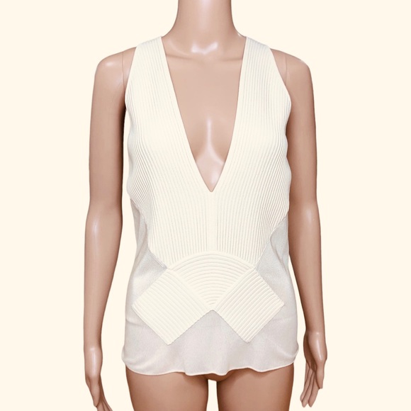 Giorgio Armani NWT ivory knit and sheer top Sz 12 - Picture 15 of 16